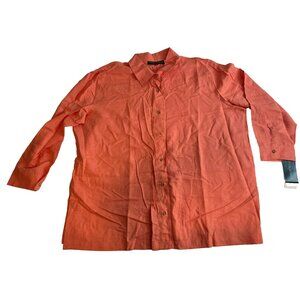 Harve Benard Women's Coral 3/4 Sleeve Button Down Blouse Shirt Size 3X NWT